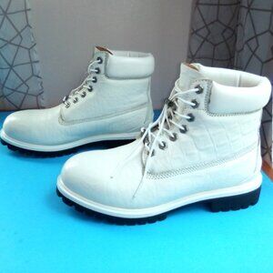 Men's Size 8 "LMT Edition" Genuine Pelle Pelle White Leather High-Top Shoes